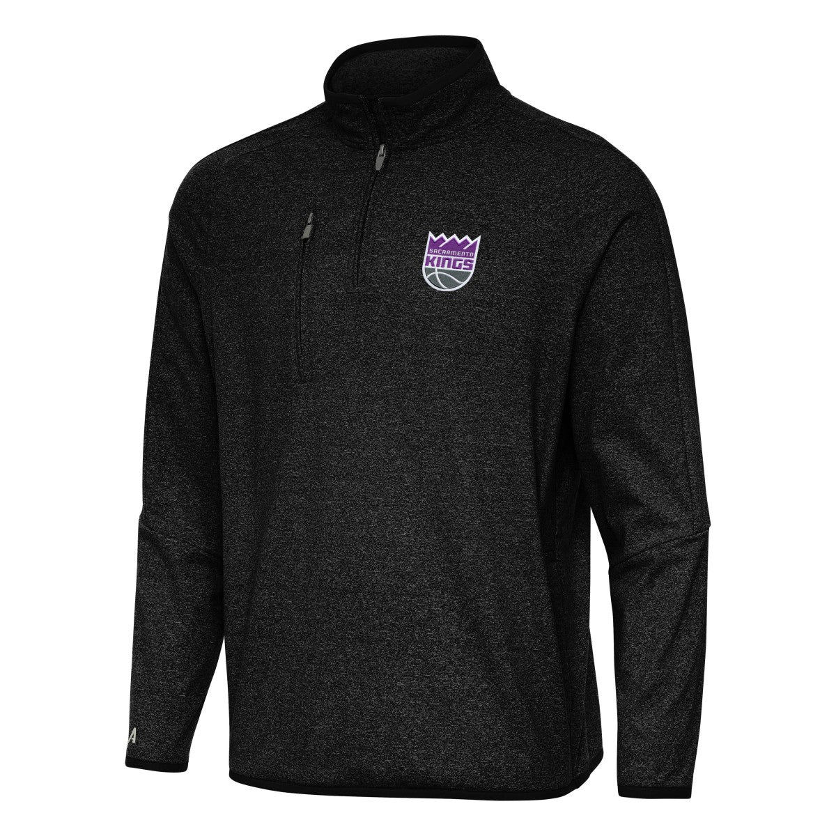 Heather Black Sacramento Kings Antigua Certain Quarter-Zip Tri-Blend Sweatshirt | NBA