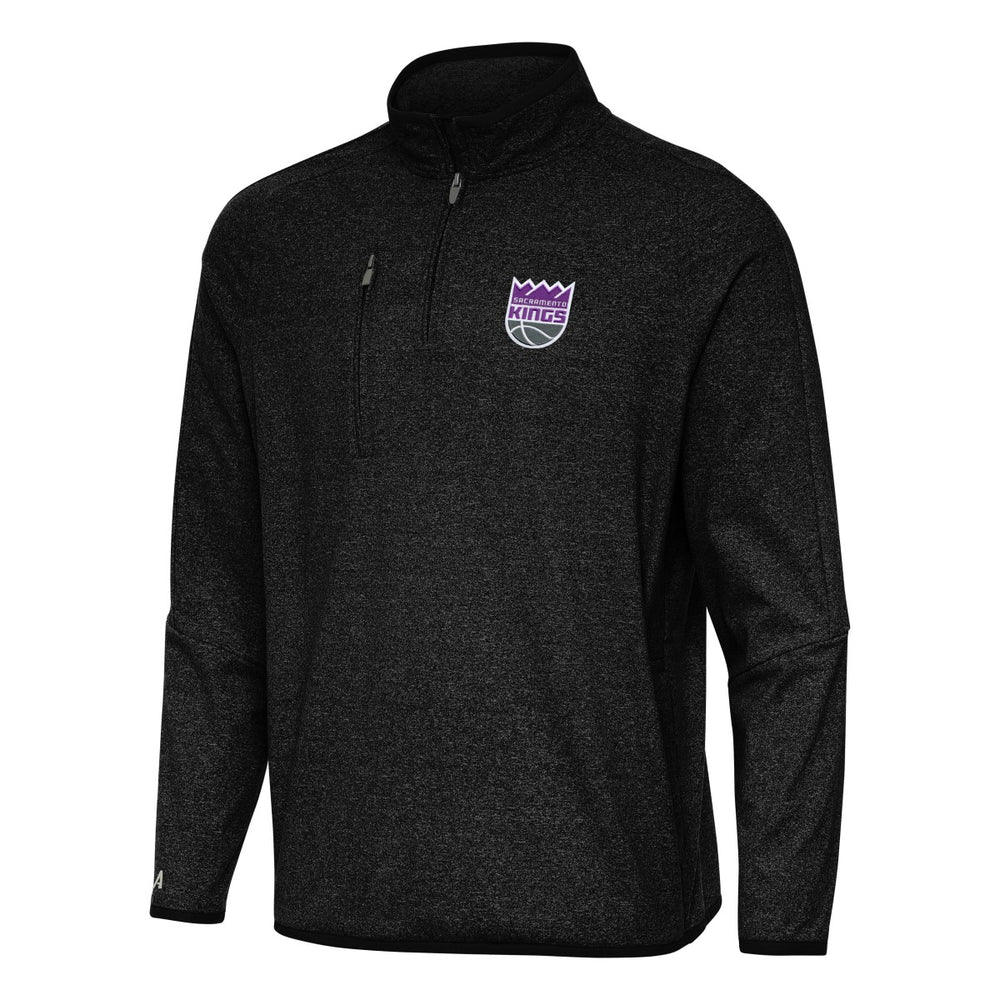 Heather Black Sacramento Kings Antigua Certain Quarter-Zip Tri-Blend Sweatshirt | NBA