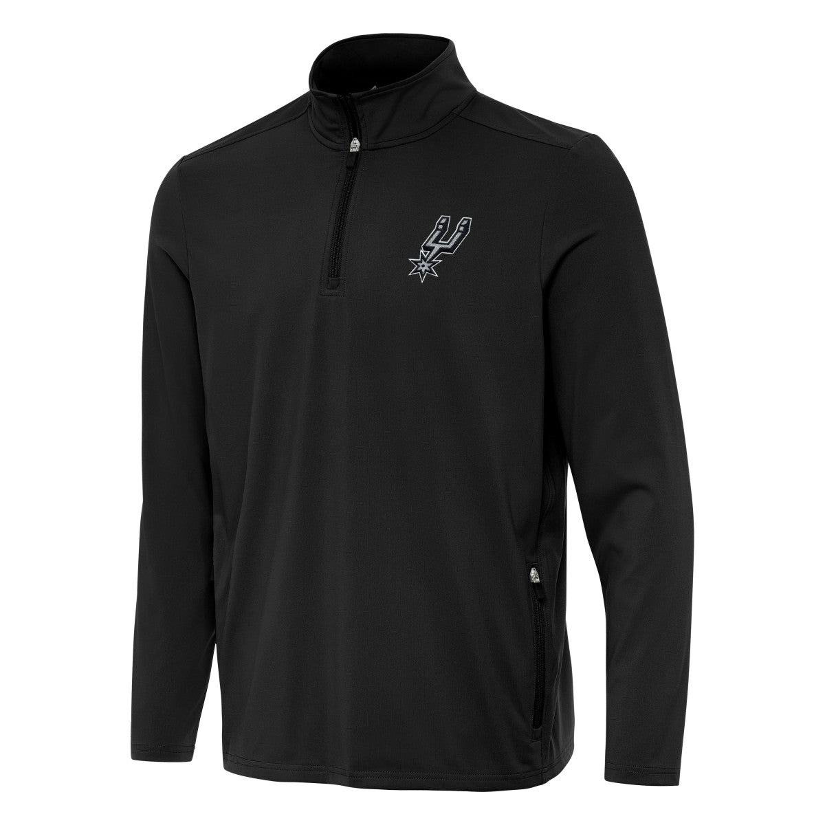 Black San Antonio Spurs Antigua Perilous Quarter-Zip Sweatshirt | NBA
