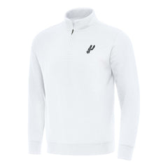 White San Antonio Spurs Antigua Victory Quarter-Zip Mock Sweatshirt | NBA