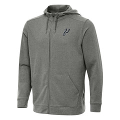 Heather Charcoal San Antonio Spurs Antigua Effortless Full-Zip Hoodie Jacket | NBA