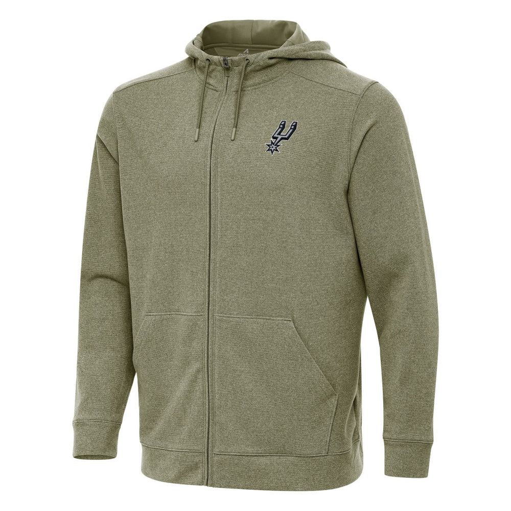 Olive San Antonio Spurs Antigua Effortless Full-Zip Hoodie Jacket | NBA