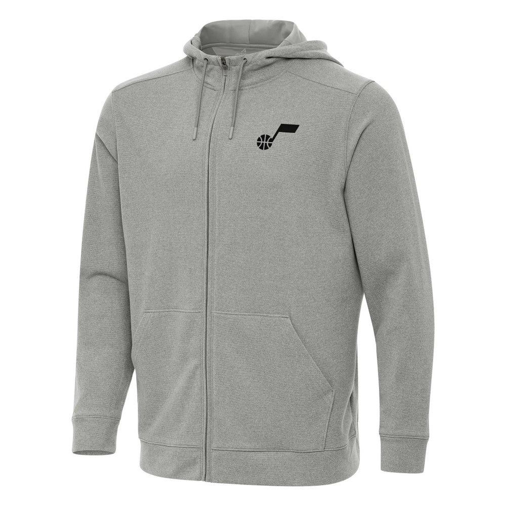 Heather Gray Utah Jazz Antigua Effortless Full-Zip Hoodie Jacket | NBA