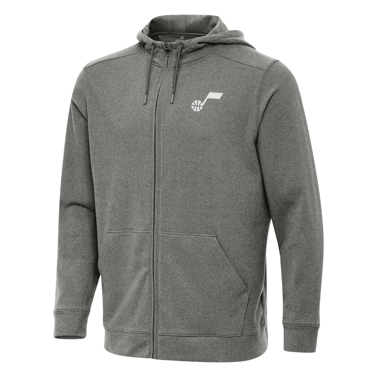 Heather Charcoal Utah Jazz Antigua Effortless Full-Zip Hoodie Jacket | NBA