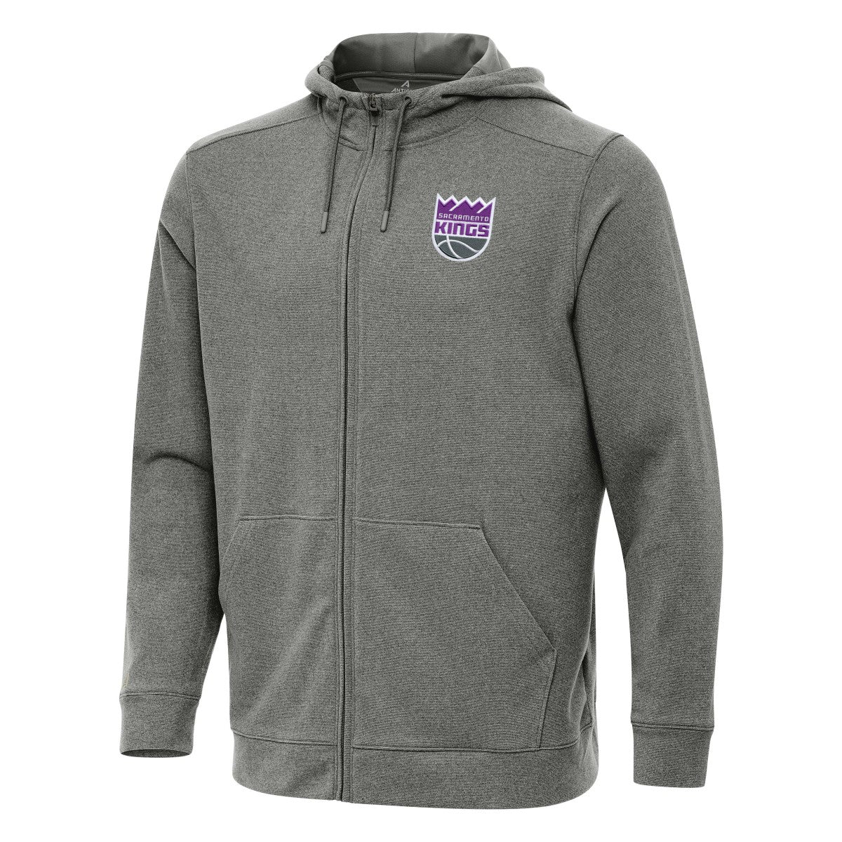 Heather Charcoal Sacramento Kings Antigua Effortless Full-Zip Hoodie Jacket | NBA