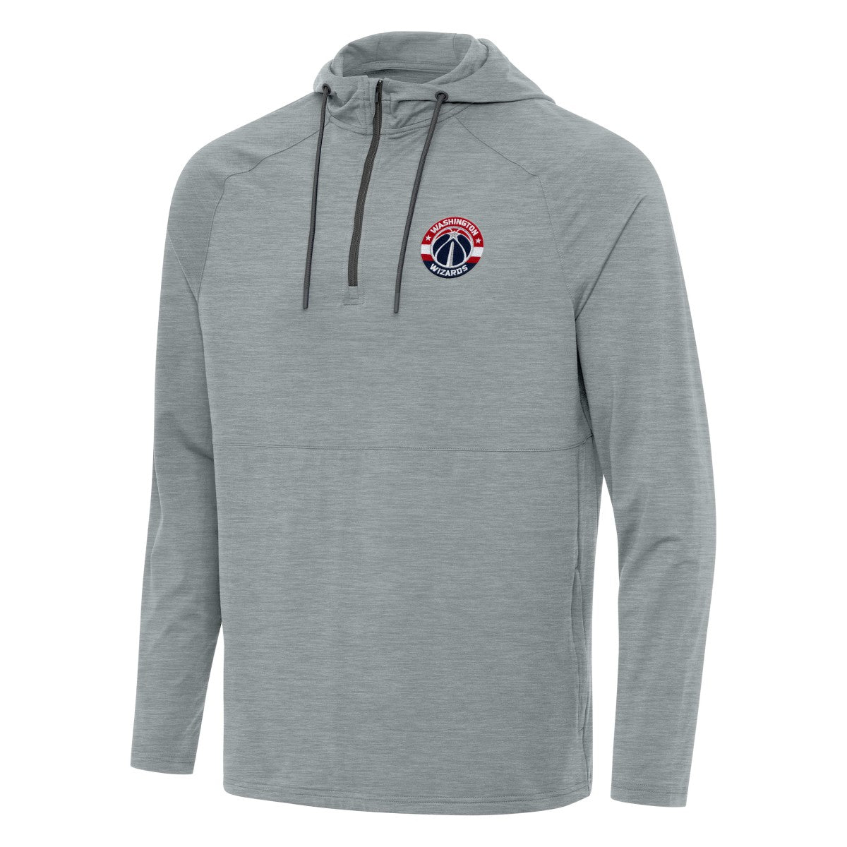 Heather Gray Washington Wizards Antigua Spikes Raglan Quarter-Zip Hoodie | NBA