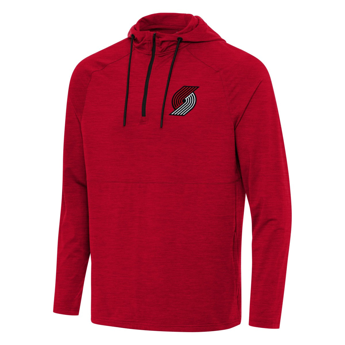 Heather Red Portland Trail Blazers Antigua Spikes Raglan Quarter-Zip Hoodie | NBA