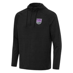 Heather Black Sacramento Kings Antigua Spikes Raglan Quarter-Zip Hoodie | NBA