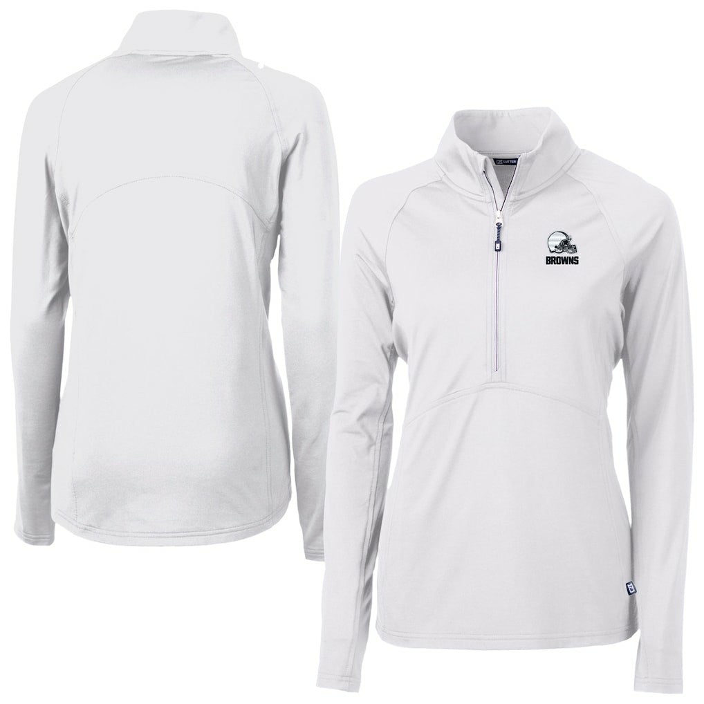 Cleveland Browns Cutter & Buck Women's Adapt Eco Knit Stretch Recycled Half-Zip Pullover Top | NFL New