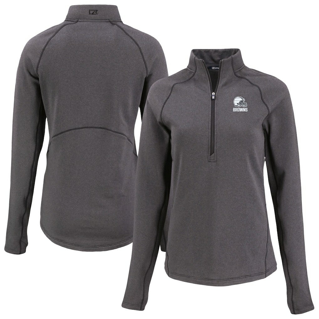 Cleveland Browns Cutter & Buck Women's Peshastin Eco Fleece Recycled Half-Zip Pullover Top | NFL On sale