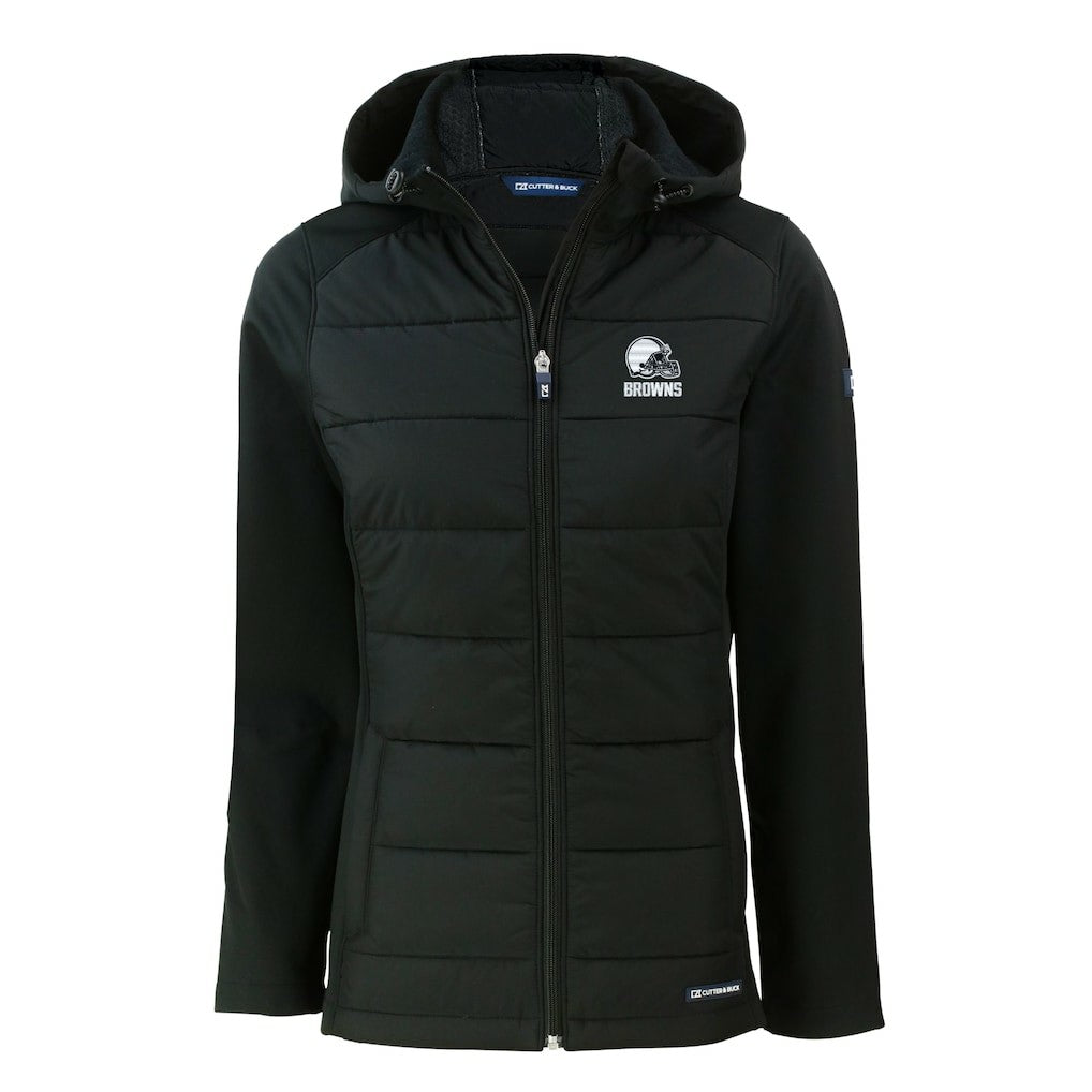 Cleveland Browns Cutter & Buck Women's Evoke Hybrid Eco Softshell Recycled Full-Zip Hooded Jacket | NFL Near me