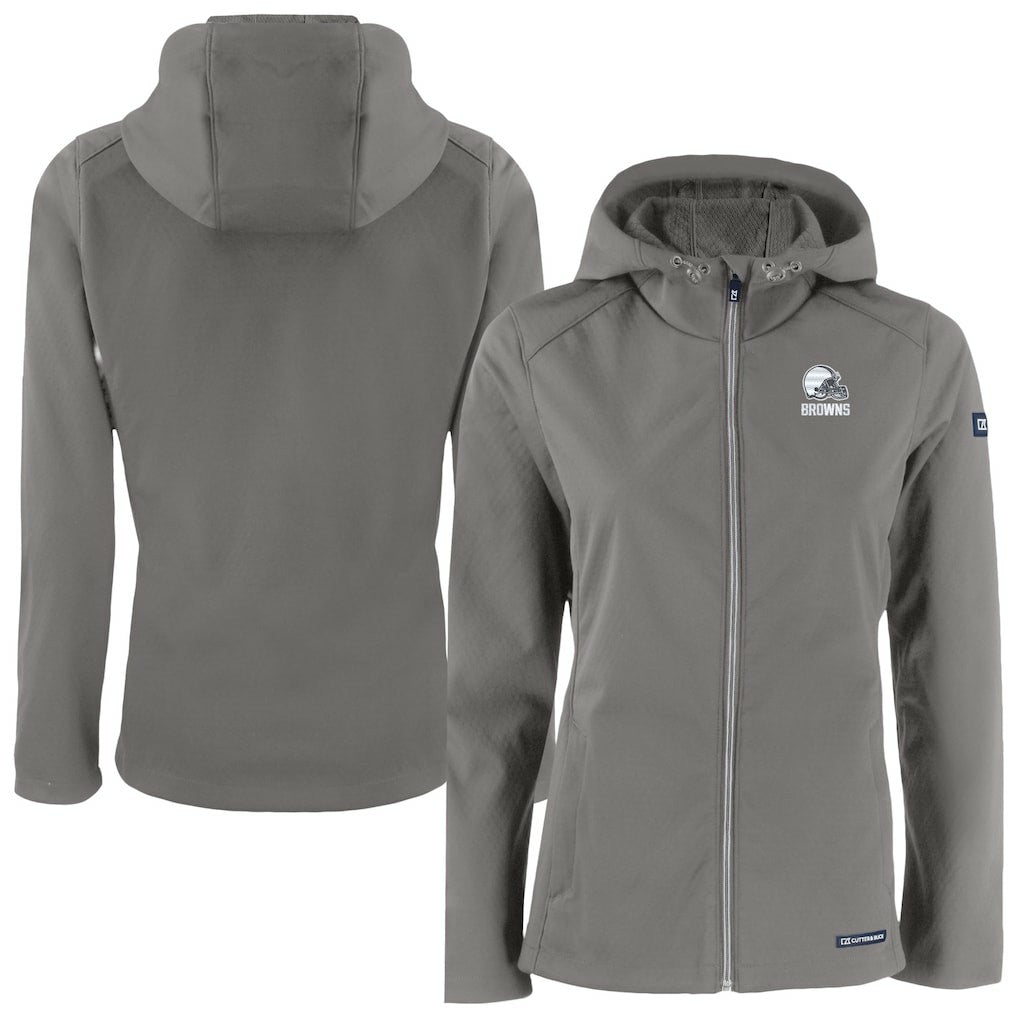 Cleveland Browns Cutter & Buck Women's Evoke Eco Softshell Recycled Full-Zip Hoodie Jacket | NFL Online