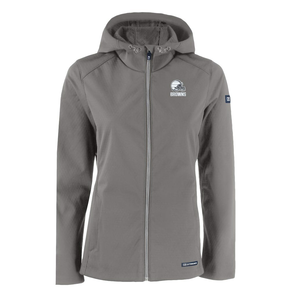 Cleveland Browns Cutter & Buck Women's Evoke Eco Softshell Recycled Full-Zip Hoodie Jacket | NFL Online