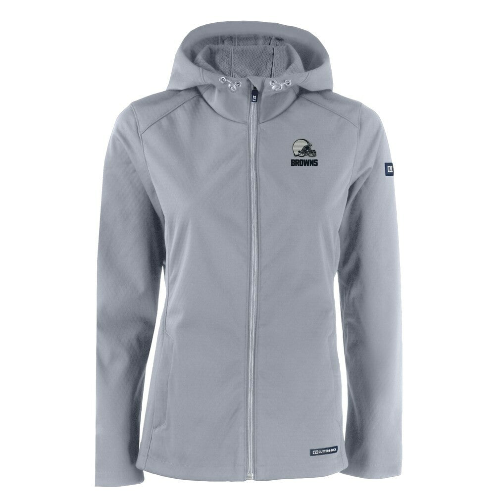 Cleveland Browns Cutter & Buck Women's Evoke Eco Softshell Recycled Full-Zip Hoodie Jacket | NFL New