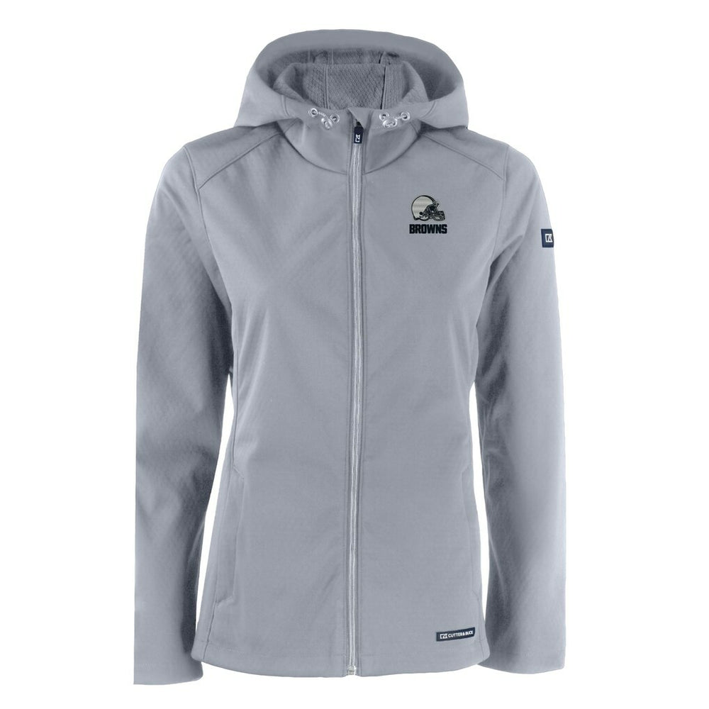 Cleveland Browns Cutter & Buck Women's Evoke Eco Softshell Recycled Full-Zip Hoodie Jacket | NFL New