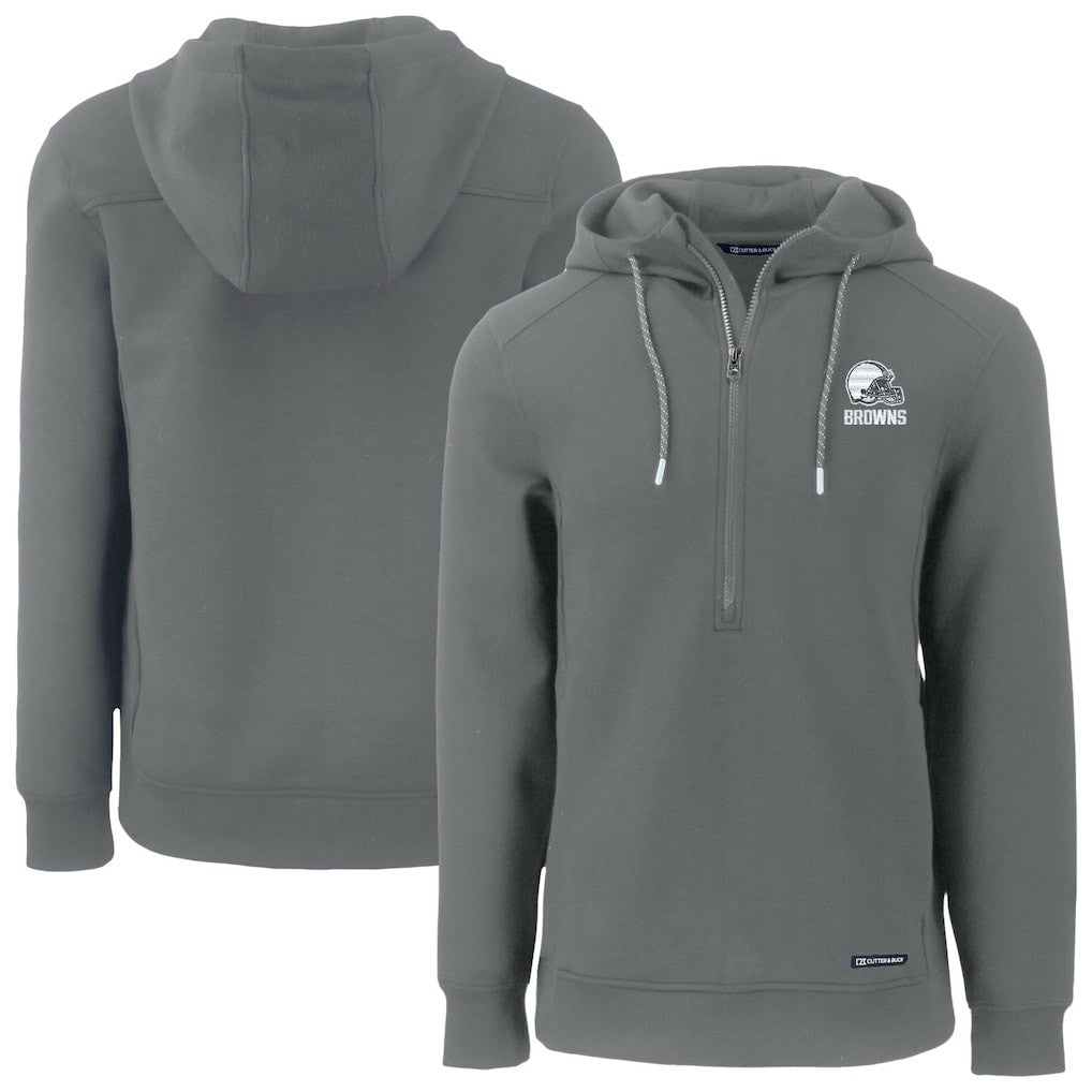 Cleveland Browns Cutter & Buck Roam Eco Recycled Half-Zip Pullover Hoodie | NFL Discount