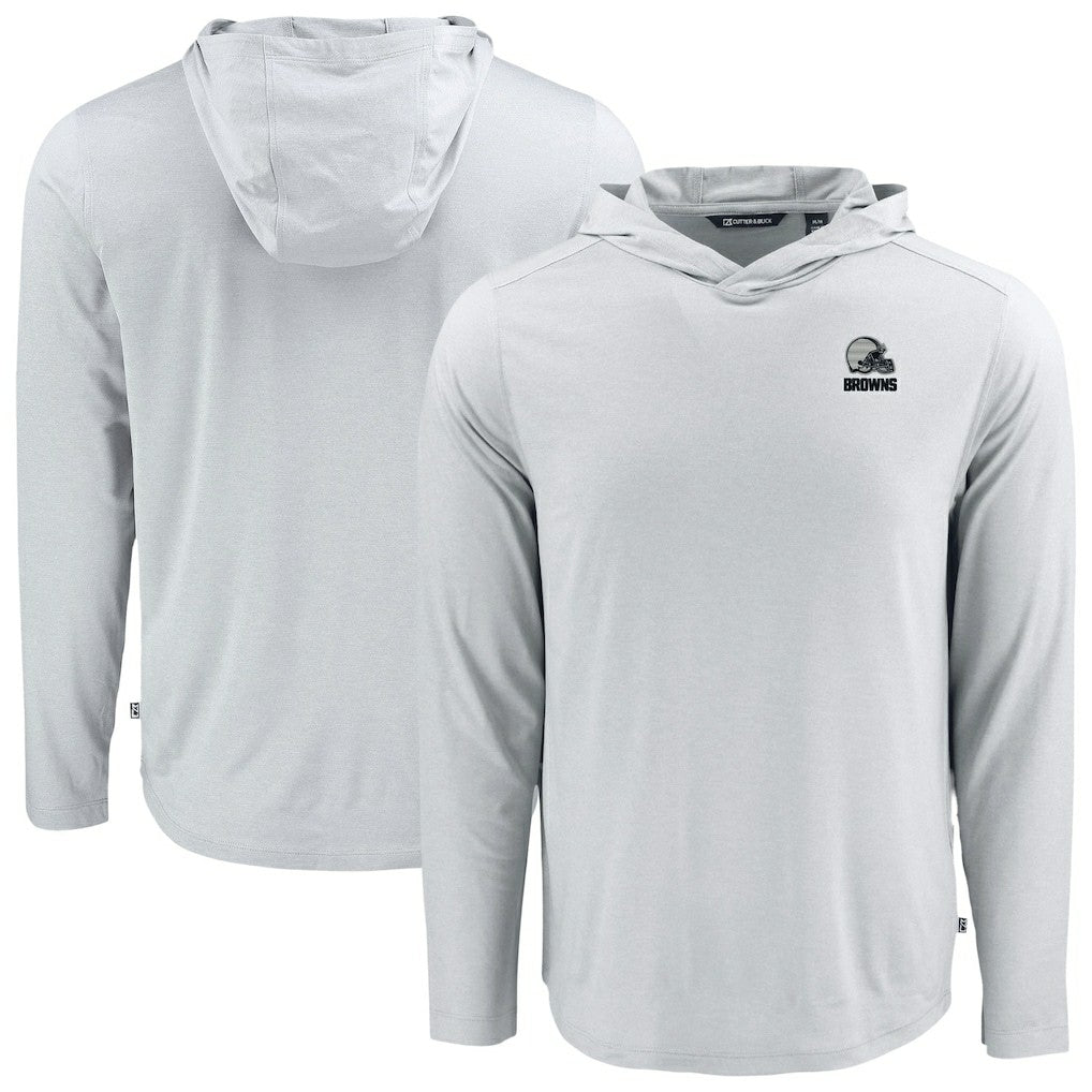 Cleveland Browns Cutter & Buck Coastline Epic Comfort Eco Recycled Long Sleeve Hooded T-Shirt | NFL Sale
