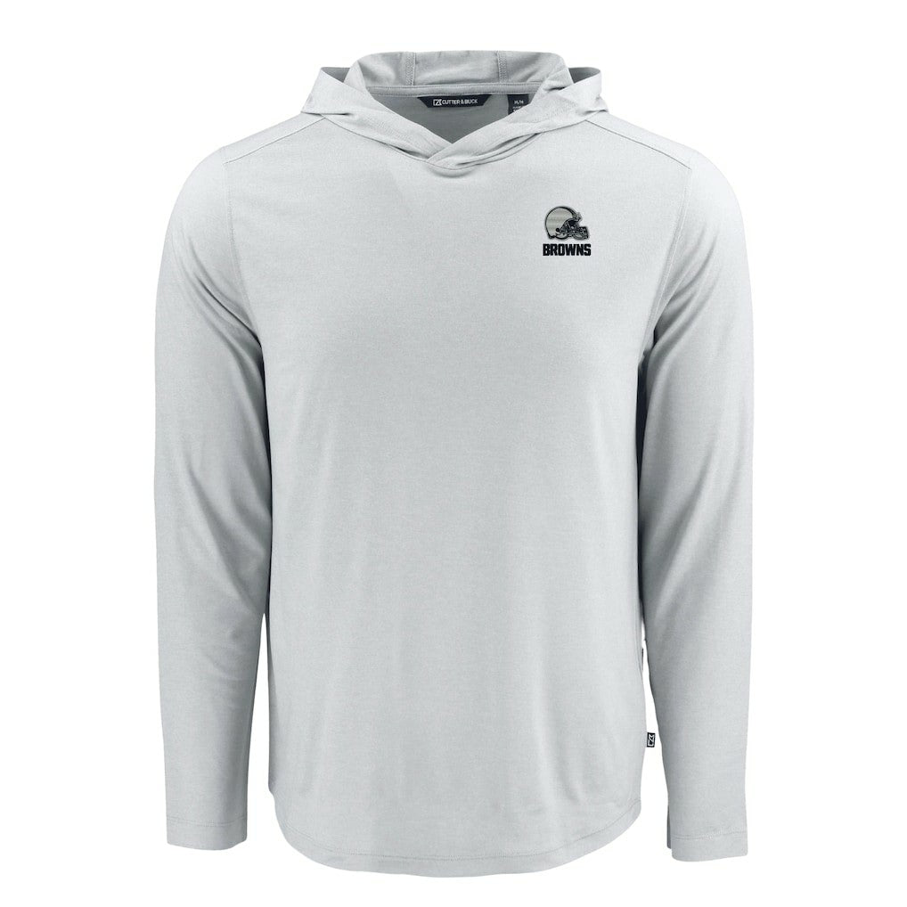Cleveland Browns Cutter & Buck Coastline Epic Comfort Eco Recycled Long Sleeve Hooded T-Shirt | NFL Sale