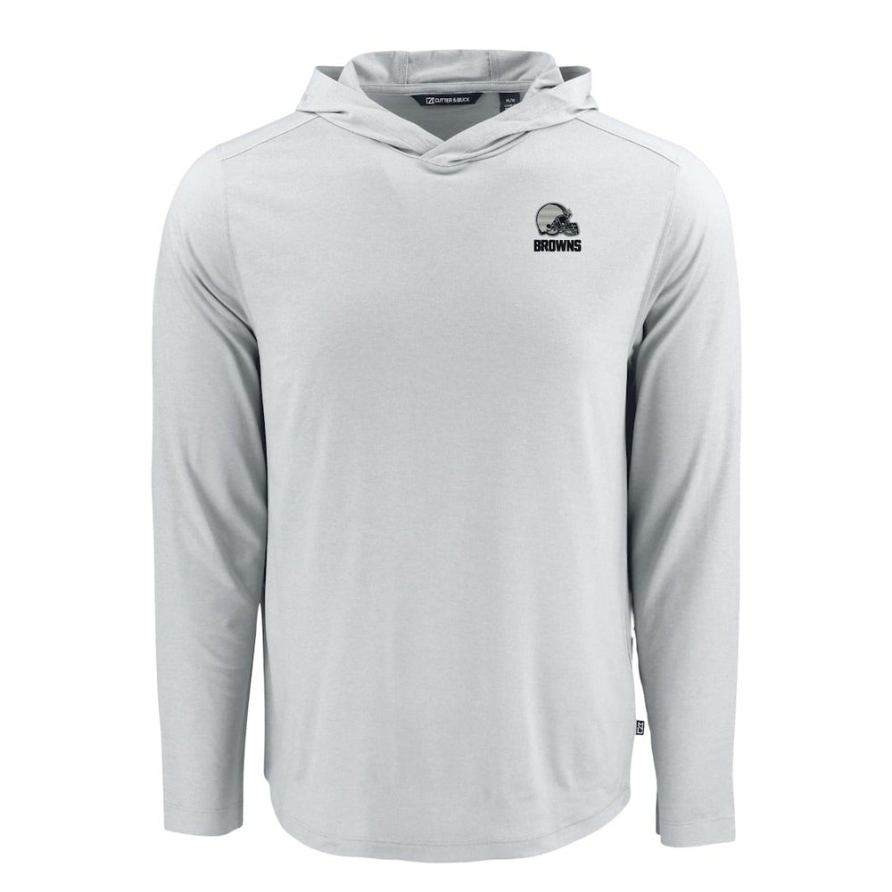 Cleveland Browns Cutter & Buck Coastline Epic Comfort Eco Recycled Long Sleeve Hooded T-Shirt | NFL Sale