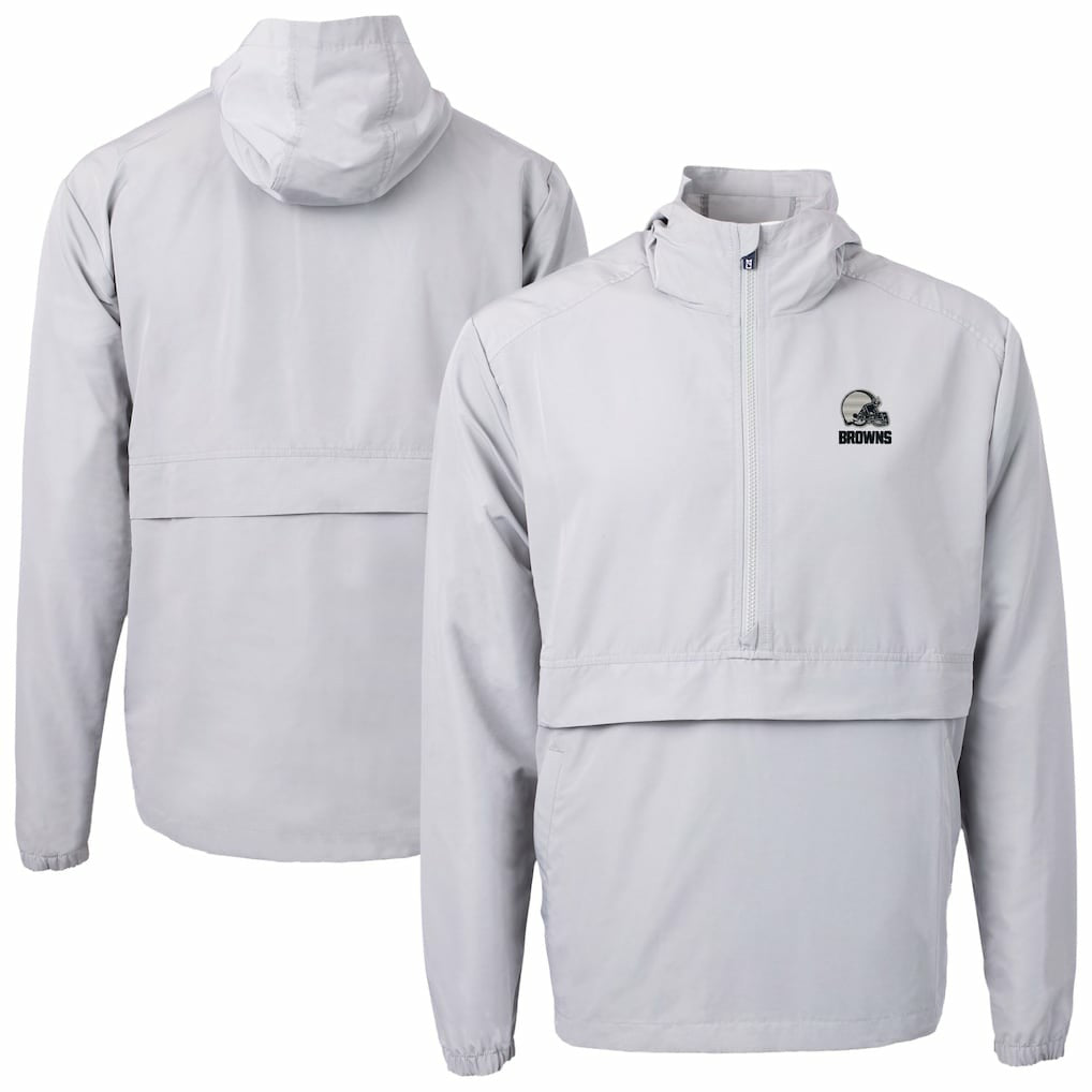 Cleveland Browns Cutter & Buck Charter Eco Recycled Anorak Half-Zip Hoodie Jacket | NFL Outlet
