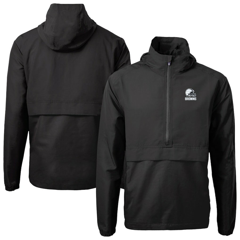 Cleveland Browns Cutter & Buck Charter Eco Recycled Anorak Half-Zip Hoodie Jacket | NFL Sale