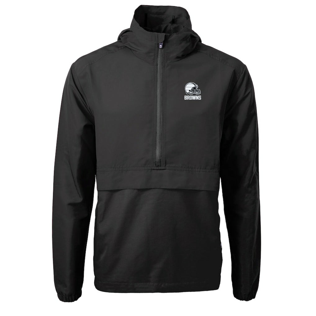 Cleveland Browns Cutter & Buck Charter Eco Recycled Anorak Half-Zip Hoodie Jacket | NFL Sale