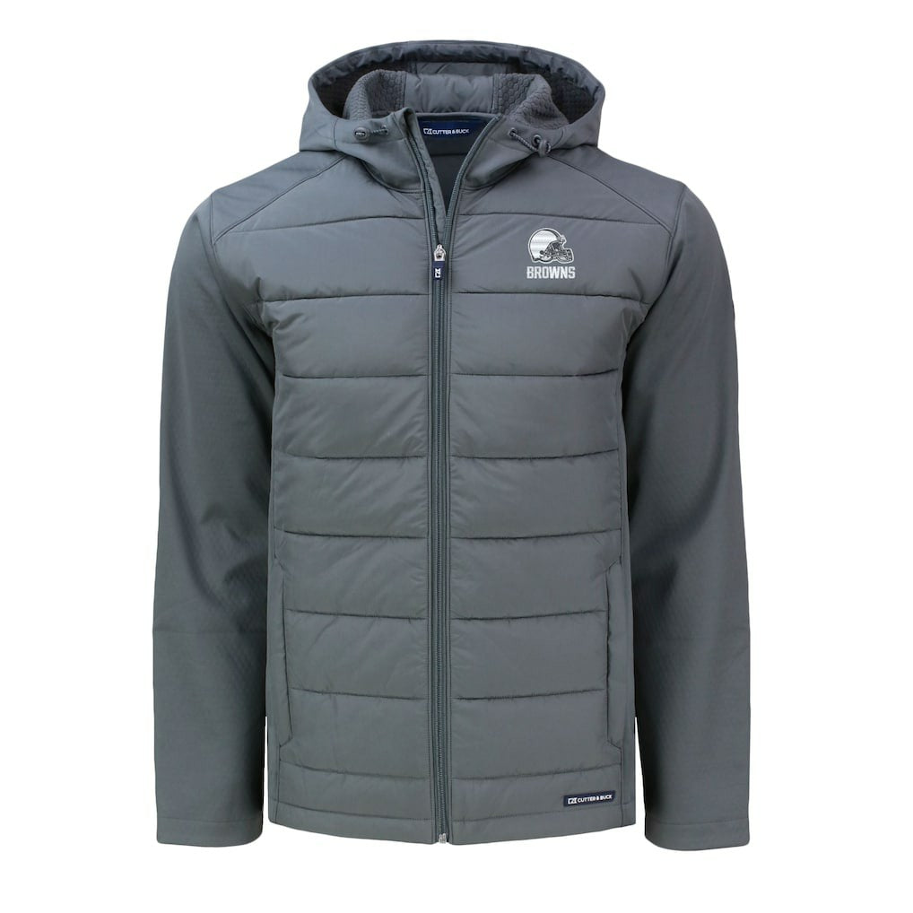 Cleveland Browns Cutter & Buck Evoke Hybrid Eco Softshell Recycled Full-Zip Hooded Jacket | NFL Outlet