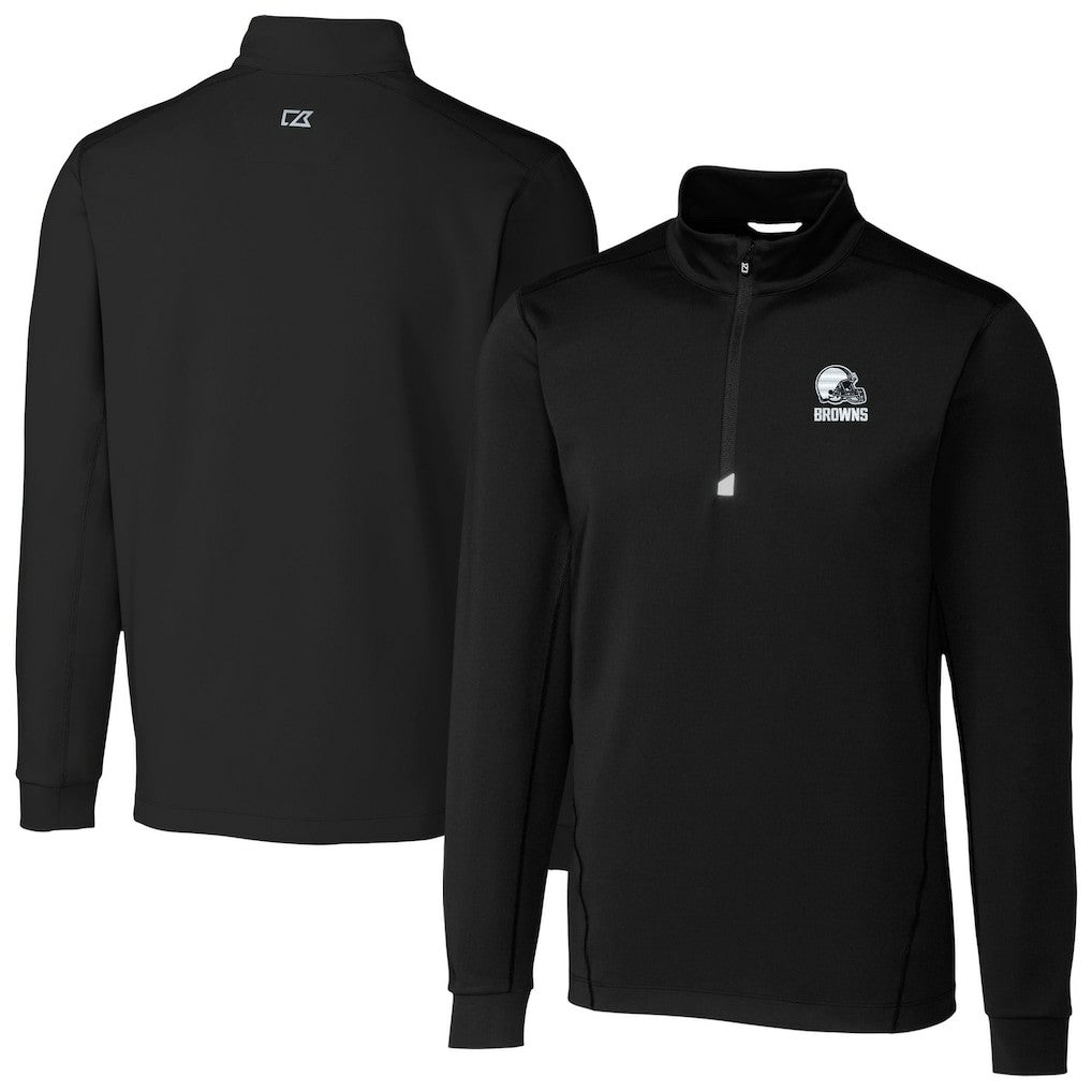 Cleveland Browns Cutter & Buck Big & Tall Traverse Stretch Eco Quarter-Zip Pullover Top | NFL On sale