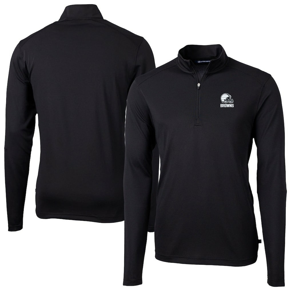 Cleveland Browns Cutter & Buck Big & Tall Virtue Eco Pique Recycled Quarter-Zip Pullover Top | NFL Sale