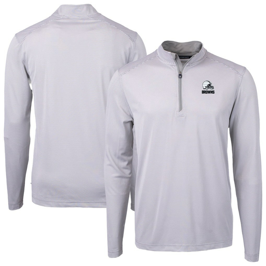 Cleveland Browns Cutter & Buck Big & Tall Virtue Eco Pique Micro Stripe Recycled Quarter-Zip Pullover Top | NFL Near me