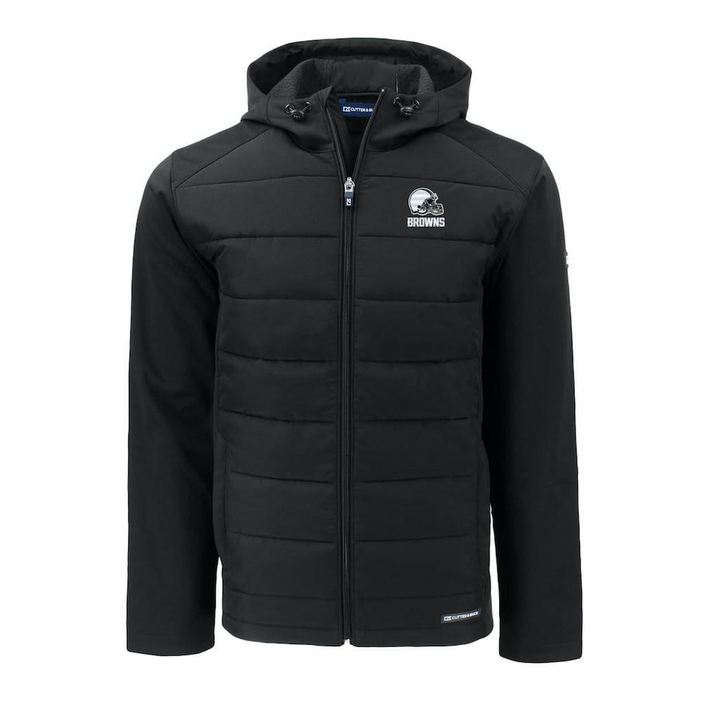 Cleveland Browns Cutter & Buck Big & Tall Evoke Hybrid Eco Softshell Recycled Full-Zip Hooded Jacket | NFL Online