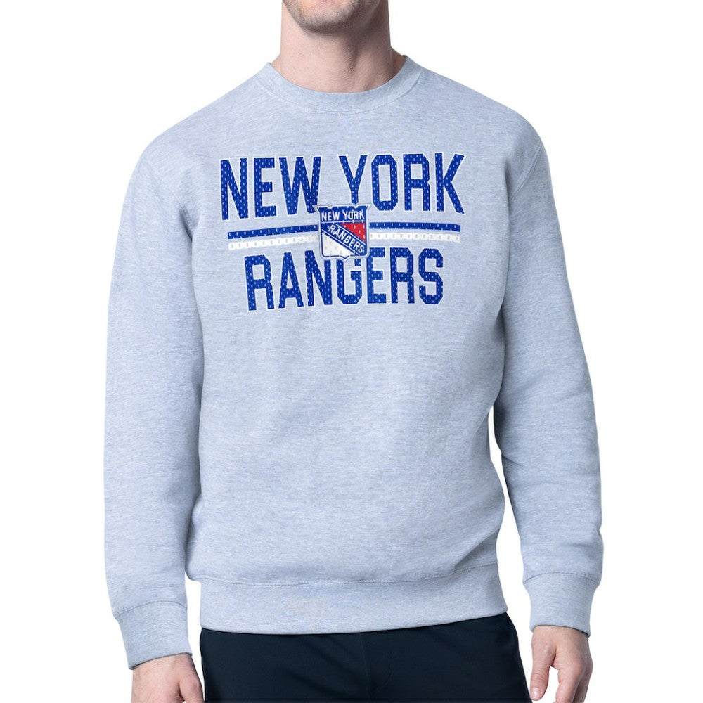 New York Rangers Starter Mesh Look Team Name Logo Pullover Sweatshirt -  NHL Sweatshirts