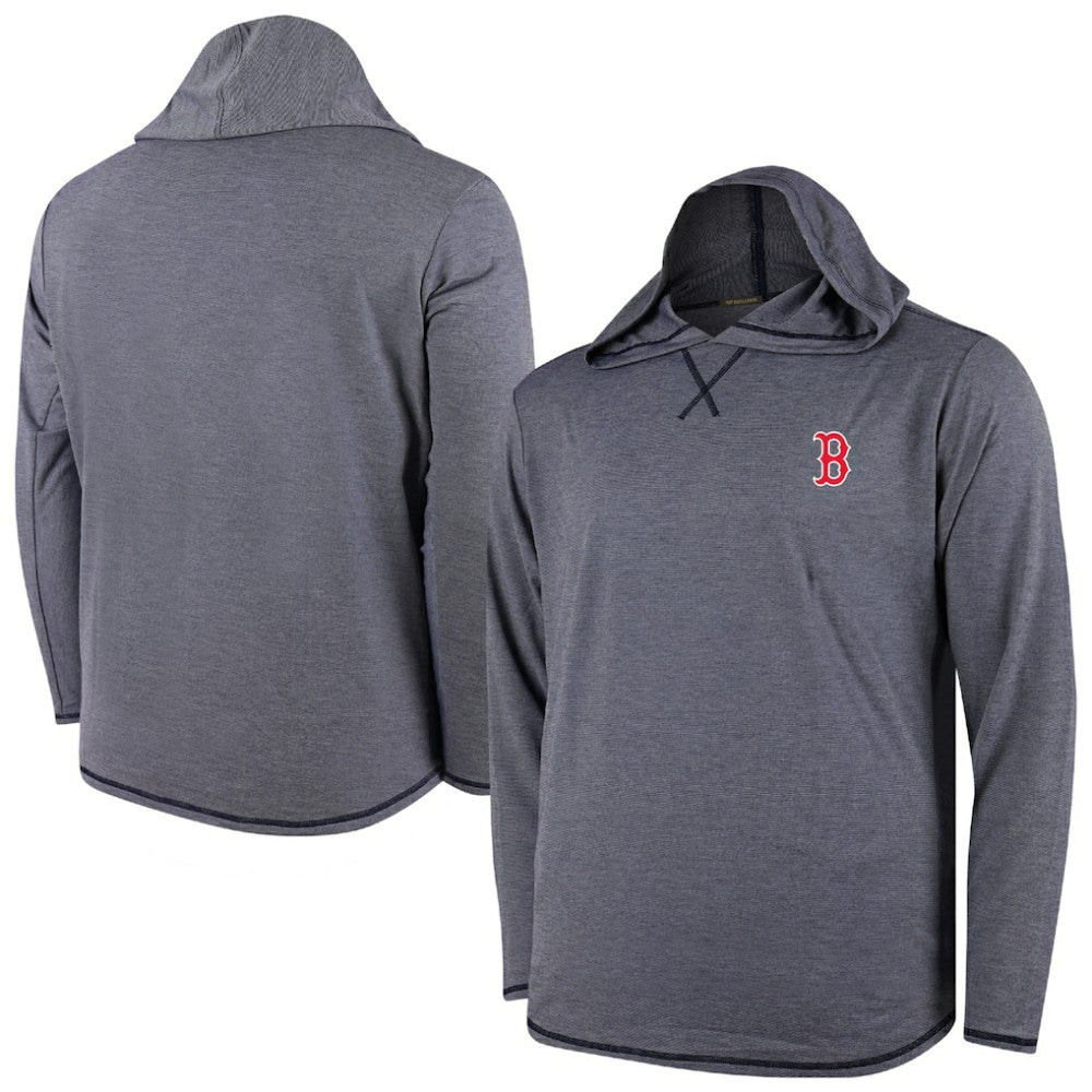 Boston Red Sox Butter Stripe Tri-Blend Long Sleeve Hoodie T-Shirt - Navy - MLB Hoodies