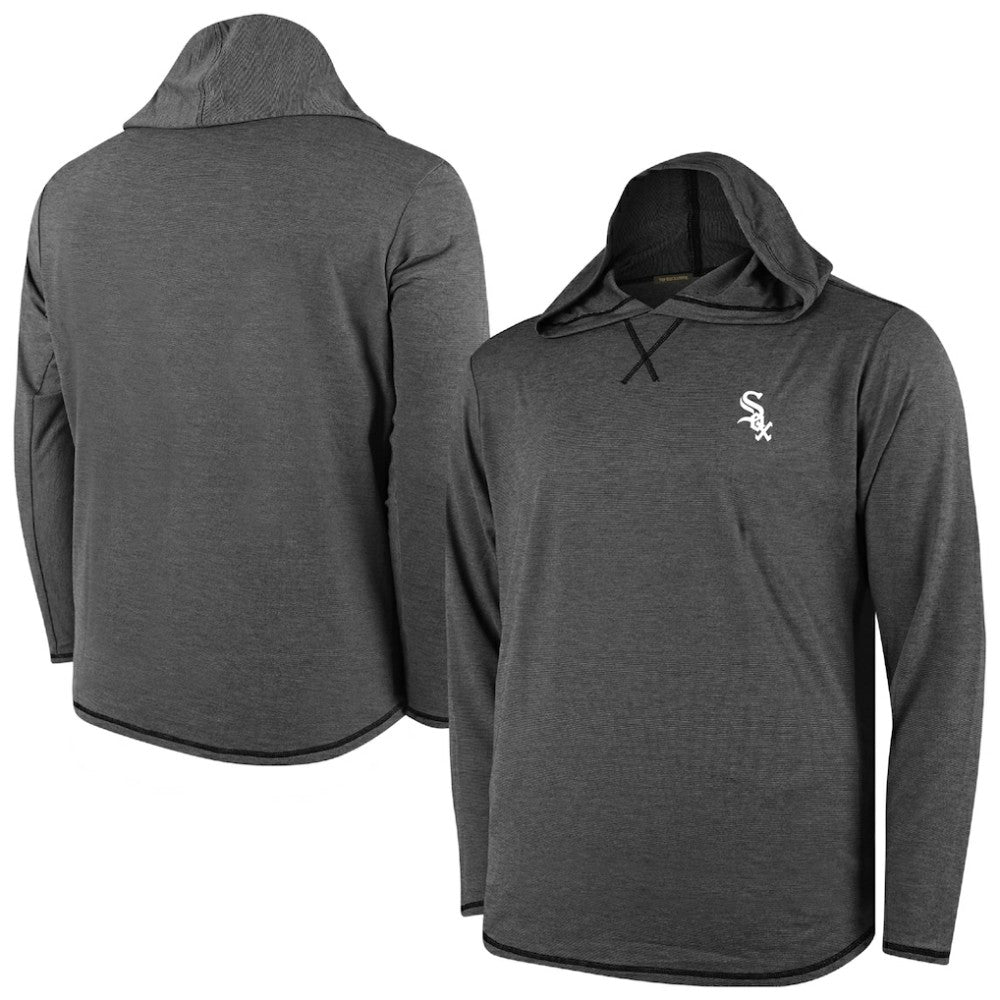Chicago White Sox Butter Stripe Tri-Blend Long Sleeve Hoodie T-Shirt - Black - MLB Hoodies