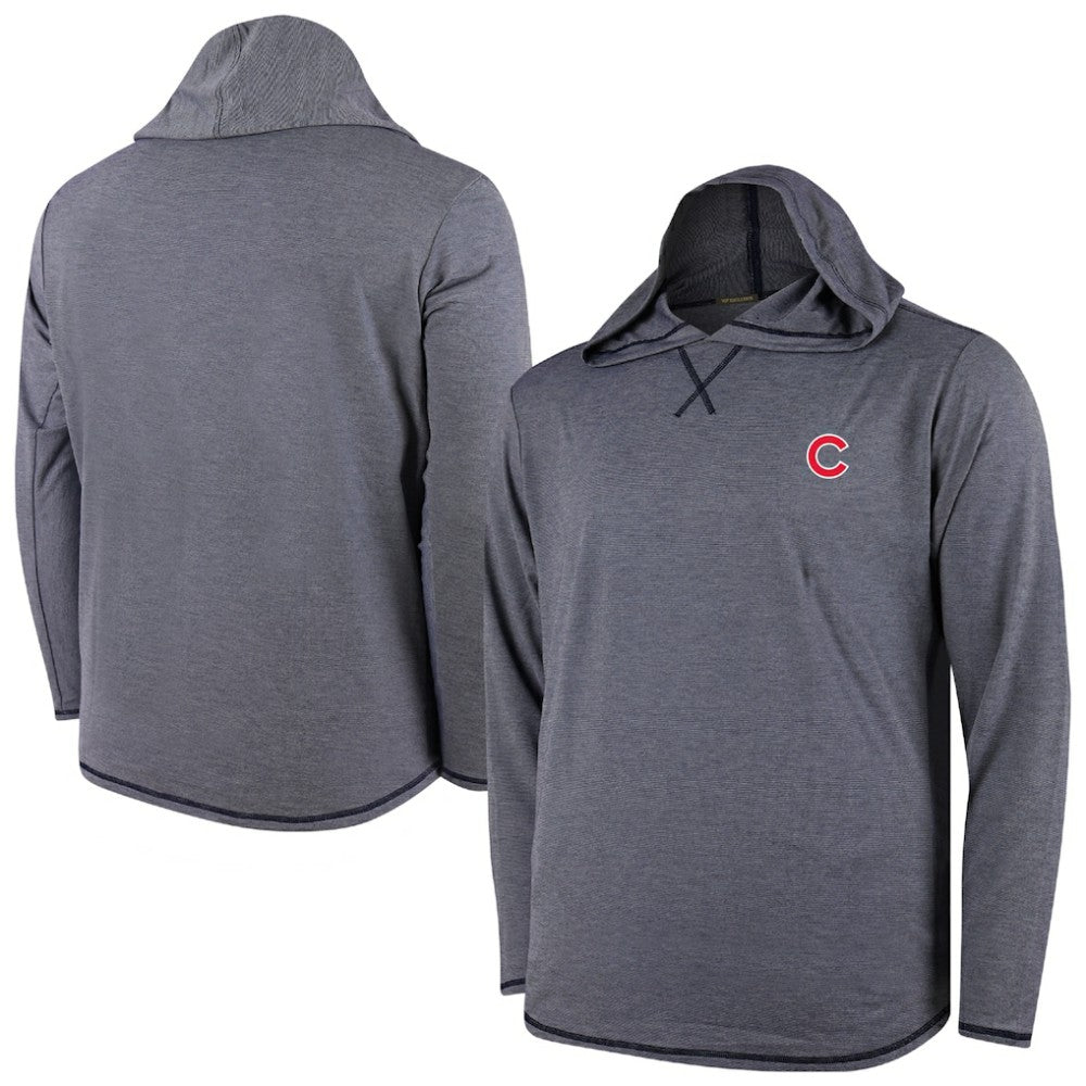 Chicago Cubs Butter Stripe Tri-Blend Long Sleeve Hoodie T-Shirt - Navy - MLB Hoodies