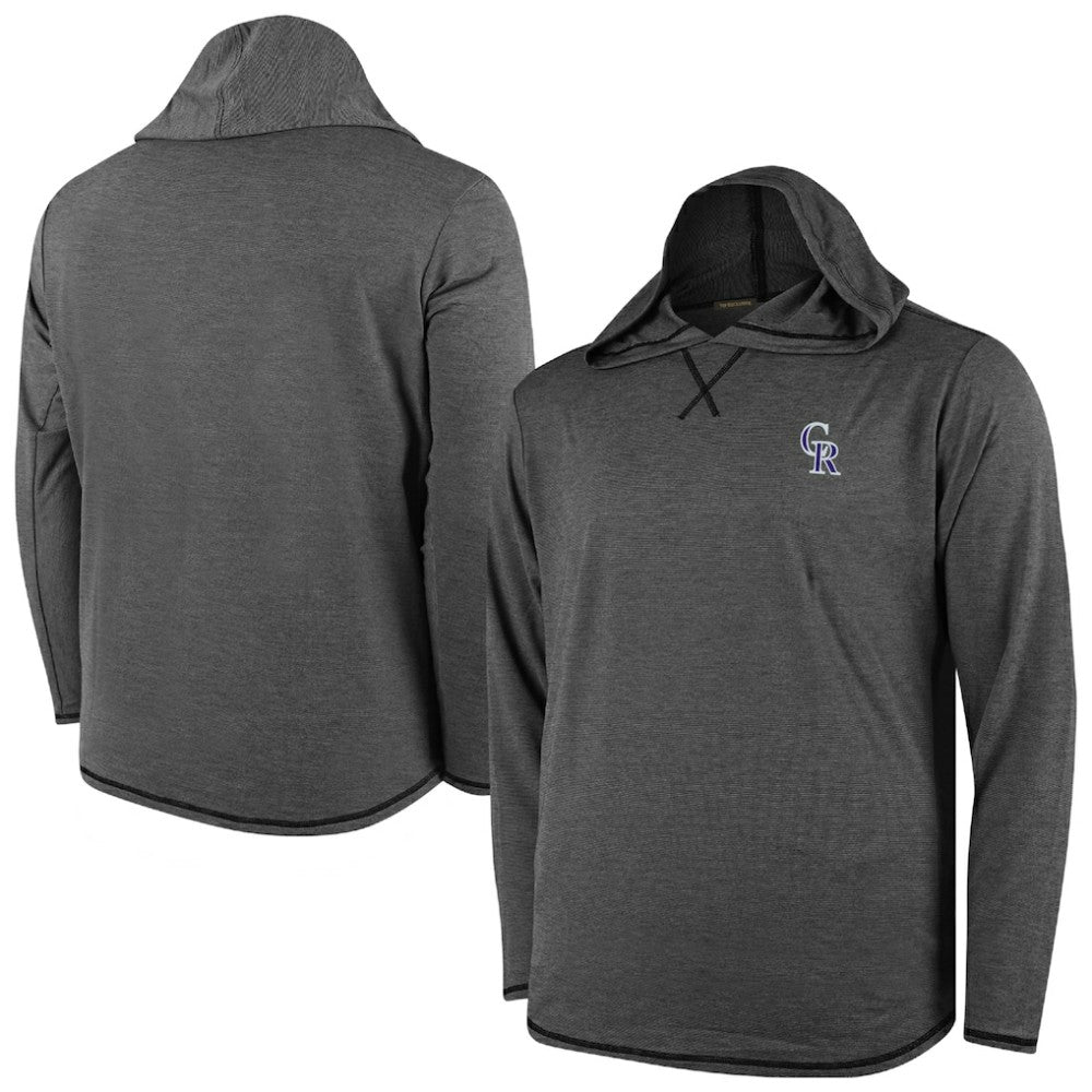 Colorado Rockies Butter Stripe Tri-Blend Long Sleeve Hoodie T-Shirt - Black - MLB Hoodies