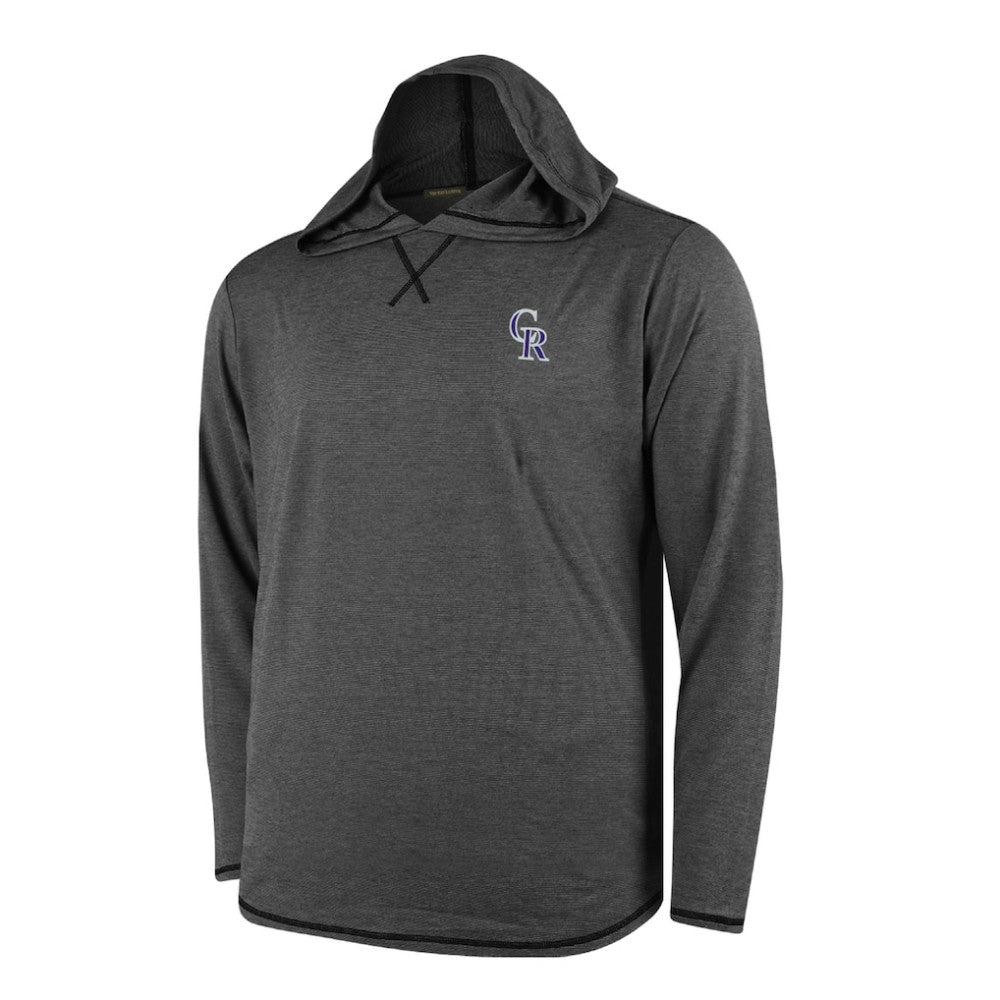 Colorado Rockies Butter Stripe Tri-Blend Long Sleeve Hoodie T-Shirt - Black - MLB Hoodies