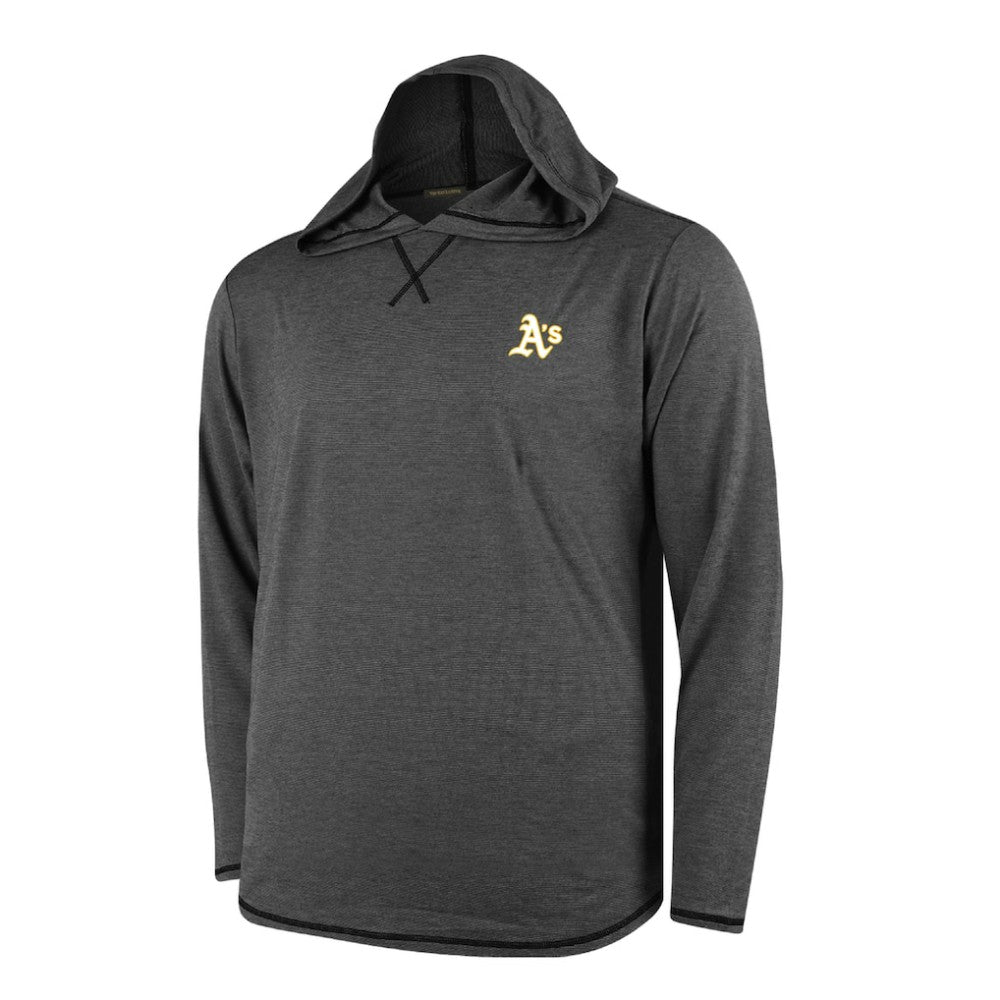 Athletics Butter Stripe Tri-Blend Long Sleeve Hoodie T-Shirt - Black - MLB Hoodies