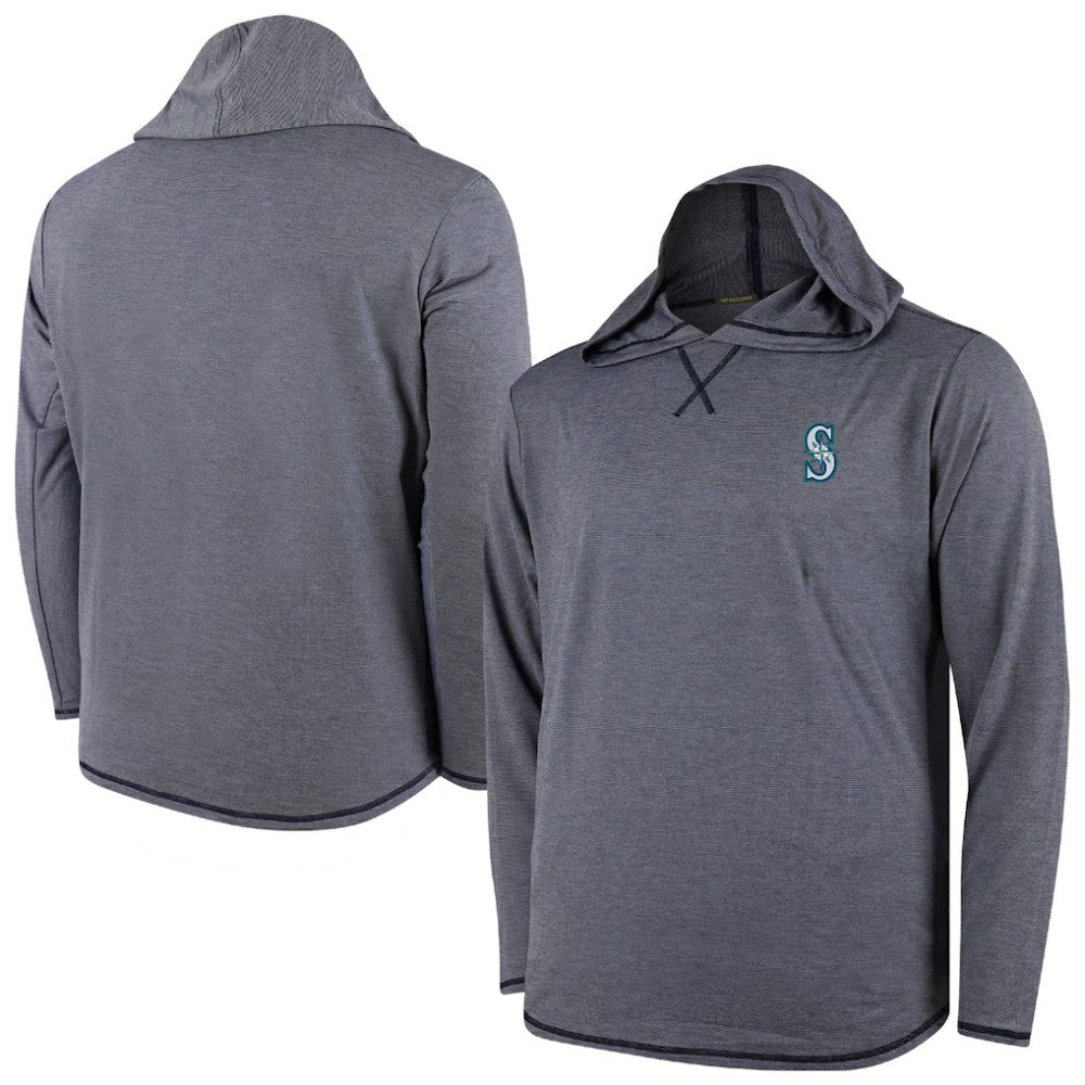 Seattle Mariners Butter Stripe Tri-Blend Long Sleeve Hoodie T-Shirt - Navy - MLB Hoodies