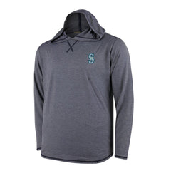 Seattle Mariners Butter Stripe Tri-Blend Long Sleeve Hoodie T-Shirt - Navy - MLB Hoodies