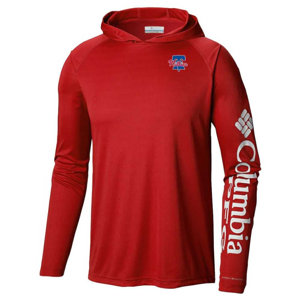 Philadelphia Phillies Columbia Omni-Wick Terminal Tackle Raglan Long Sleeve Hoodie T-Shirt - MLB Hoodies