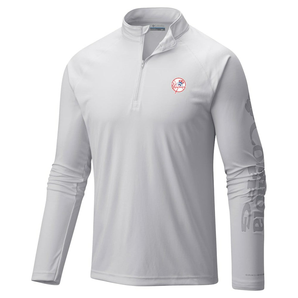 New York Yankees Columbia Terminal Tackle Raglan Omni-Shade Quarter-Zip Pullover Top - MLB Pullover