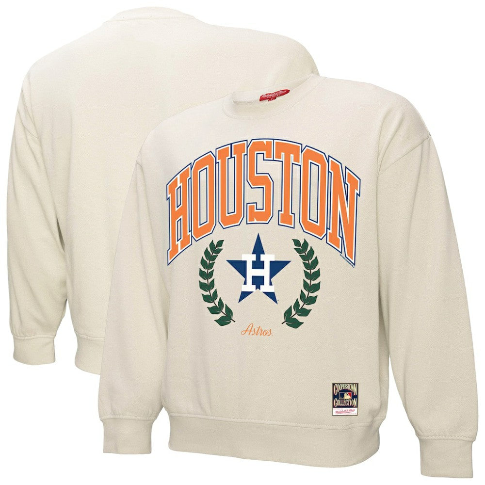 Houston Astros Mitchell & Ness Women's Cooperstown Collection Laurel Crew Pullover Sweatshirt - MLB Pullover