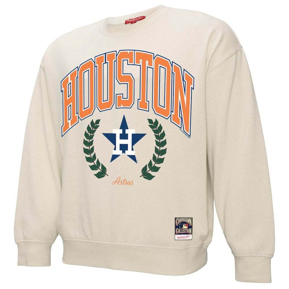 Houston Astros Mitchell & Ness Women's Cooperstown Collection Laurel Crew Pullover Sweatshirt - MLB Pullover