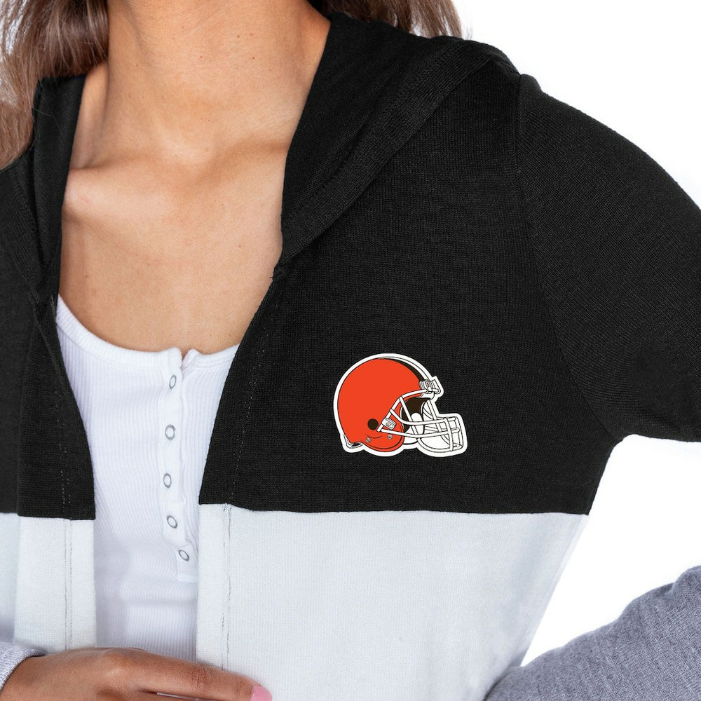 Cleveland Browns Gameday Couture Women's Tri-Blend Color Block Lightweight Cardigan Hoodie | NFL Discount