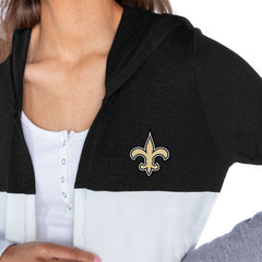New Orleans Saints Gameday Couture Women's Tri-Blend Color Block Lightweight Cardigan Hoodie | NFL Discount