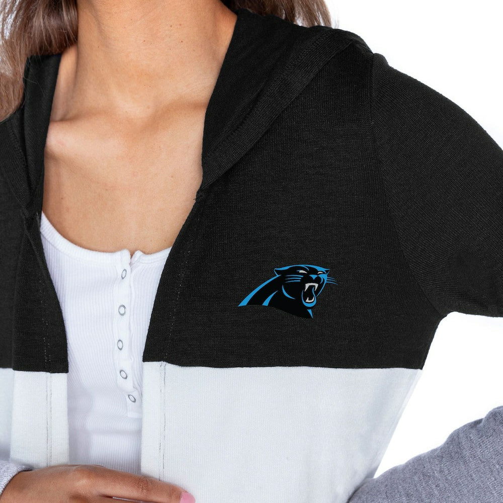 Carolina Panthers Gameday Couture Women's Tri-Blend Color Block Lightweight Cardigan Hoodie | NFL New