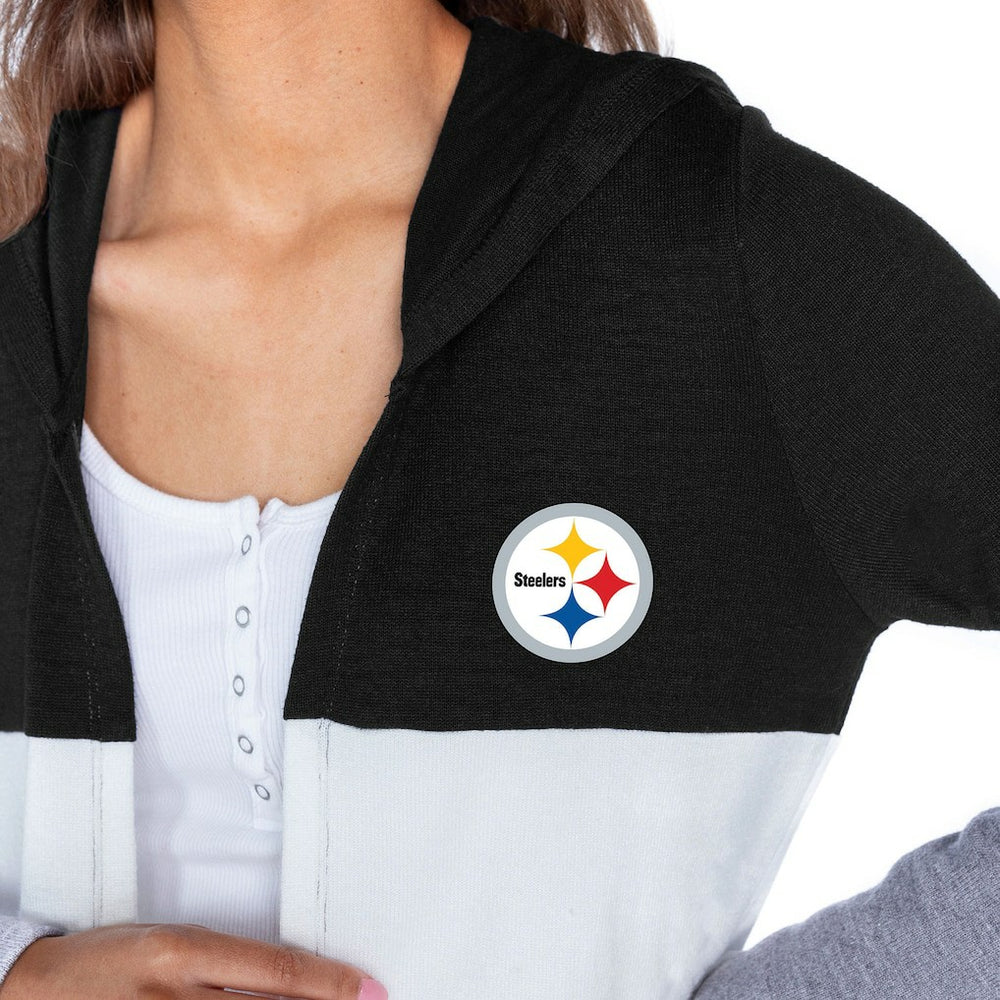 Pittsburgh Steelers Gameday Couture Women's Tri-Blend Color Block Lightweight Cardigan Hoodie | NFL New