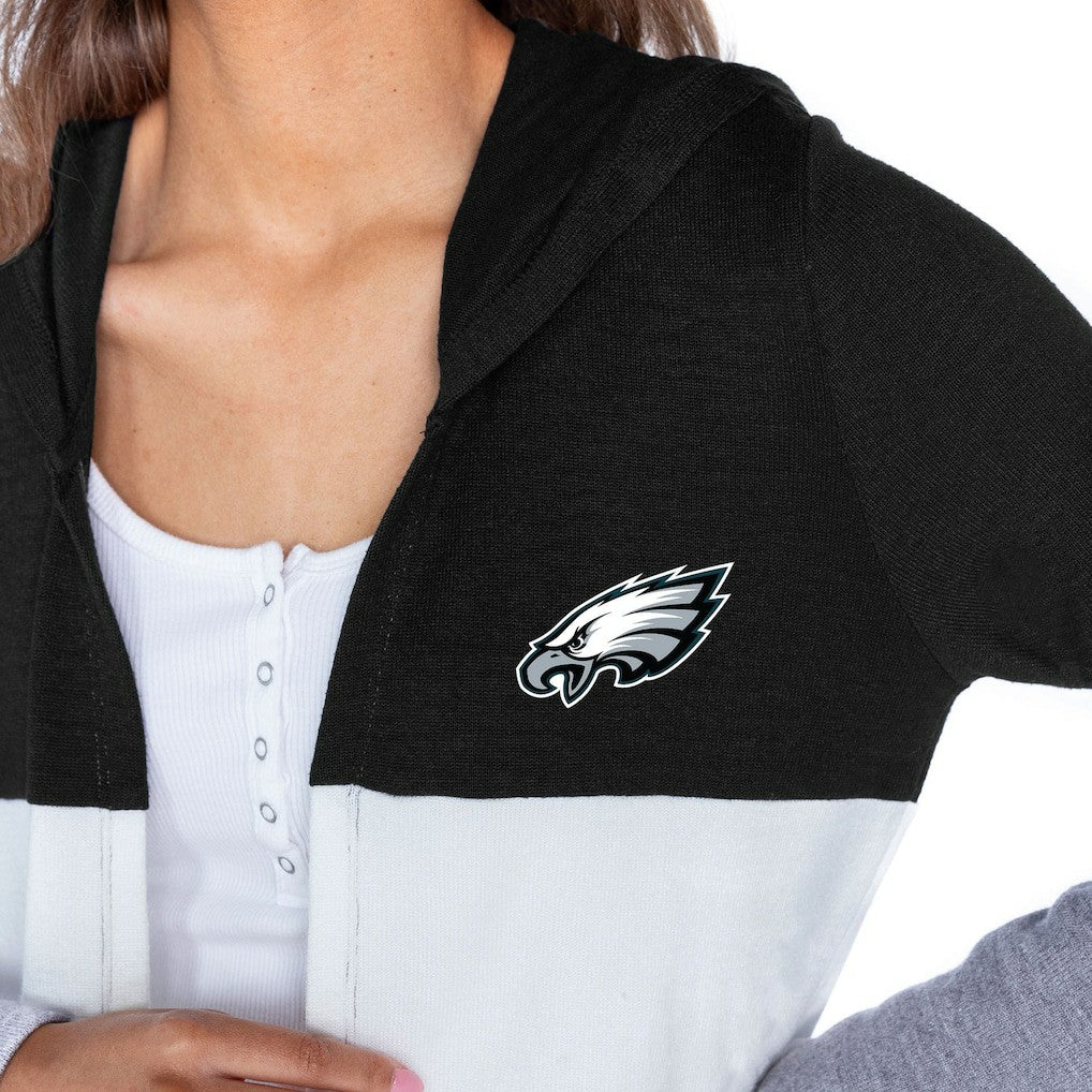 Philadelphia Eagles Gameday Couture Women's Tri-Blend Color Block Lightweight Cardigan Hoodie | NFL New