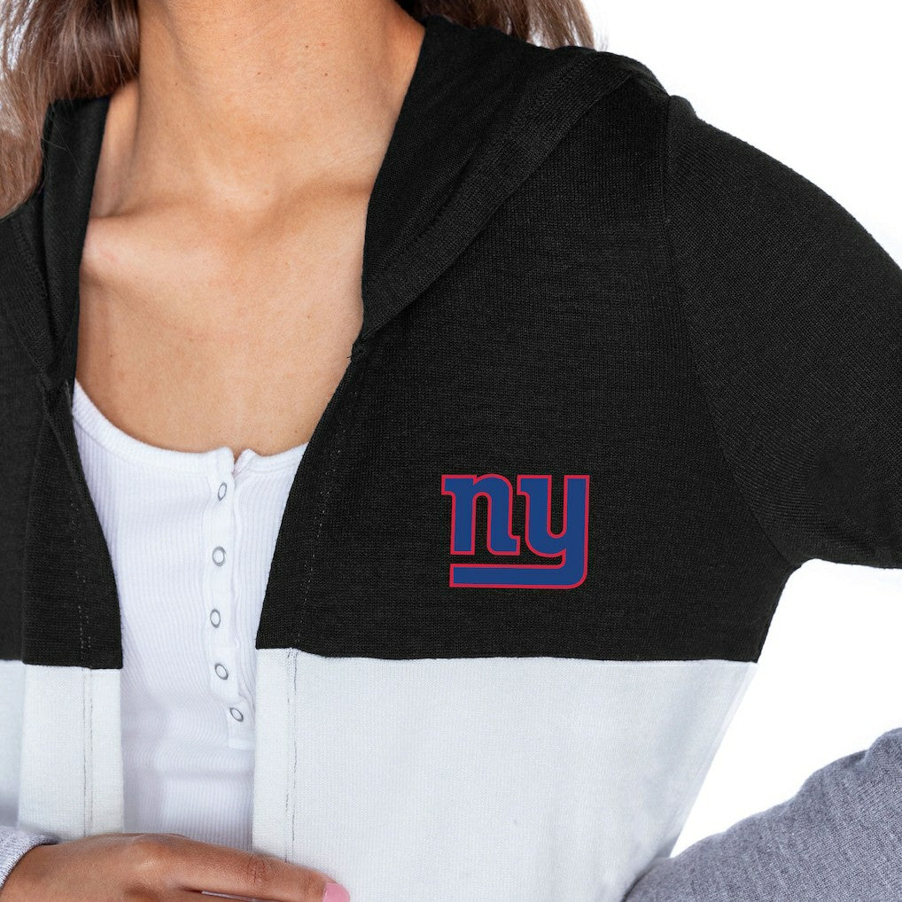 New York Giants Gameday Couture Women's Tri-Blend Color Block Lightweight Cardigan Hoodie | NFL Outlet